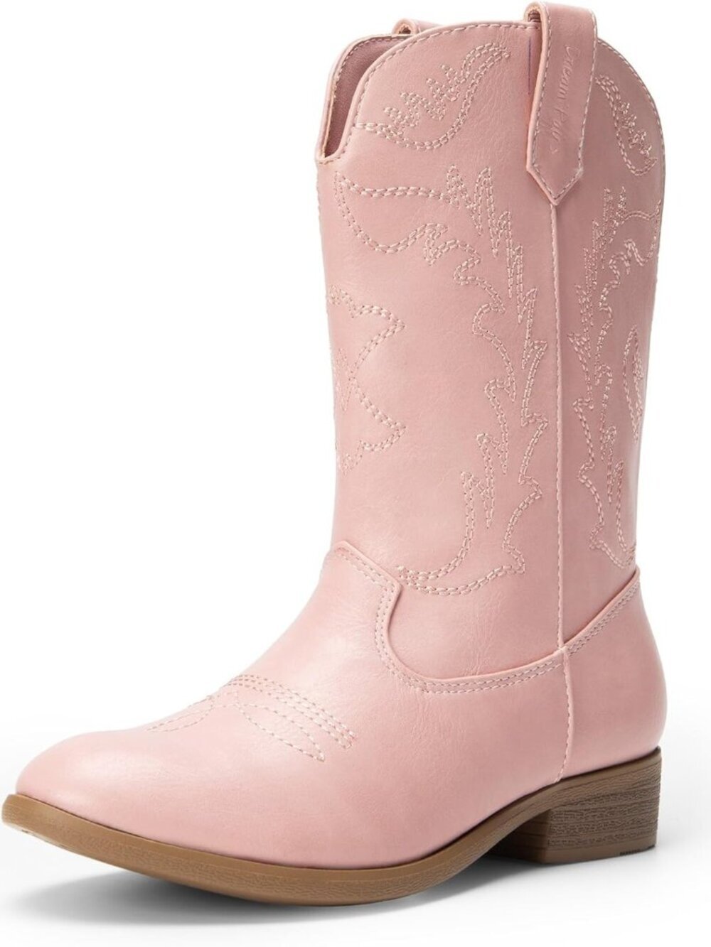 Dream Pairs Girls Pink Embroidered Cowgirl Stylish Girls Mid Calf Shoes Boots
